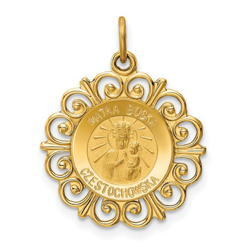 14K Yellow Gold Matka Boska Medal Charm - (B11-544) 14K Yellow Gold Matka Boska Medal Charm - (B11-544)