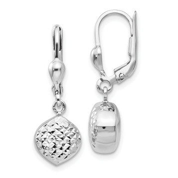 14K White Gold Polished & Diamond-Cut Dangle Leverback Earrings - (B36-768) 14K White Gold Polished & Diamond-Cut Dangle Leverback Earrings - (B36-768)