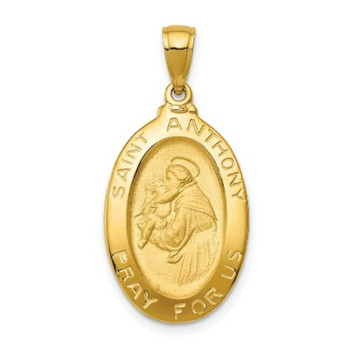 14K Yellow Gold Saint Anthony Oval Medal Pendant - (A85-835) 14K Yellow Gold Saint Anthony Oval Medal Pendant - (A85-835)