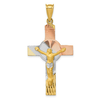 14K Yellow Gold and Rhodium Iona Crucifix Cross Pendant - (A85-849) 14K Yellow Gold and Rhodium Iona Crucifix Cross Pendant - (A85-849)