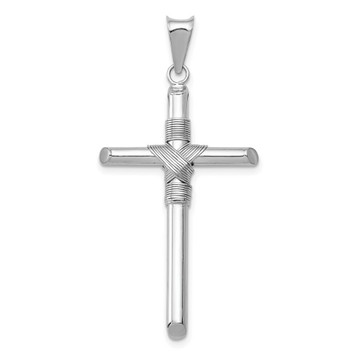 14k White Gold Polished Tube Cross Pendant - (A86-200) 14k White Gold Polished Tube Cross Pendant - (A86-200)