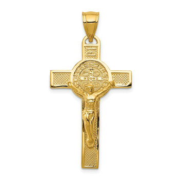 14k Yellow Gold San Benito 2-Sided Crucifix Pendant - (A86-298) 14k Yellow Gold San Benito 2-Sided Crucifix Pendant - (A86-298)