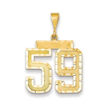14k Yellow Gold Large Diamond-cut Number 59 Charm Pendant - (A87-519)