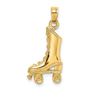 14K Yellow Gold 3-D Roller Skate Charm Pendant - (A92-802) 14K Yellow Gold 3-D Roller Skate Charm Pendant - (A92-802)