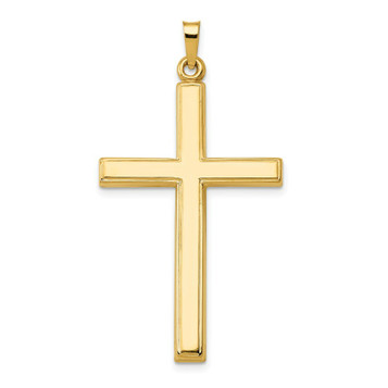 14K Yellow Gold Hollow Cross Pendant 44mm length - (B11-208) 14K Yellow Gold Hollow Cross Pendant 44mm length - (B11-208)