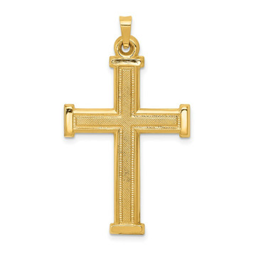 14K Yellow Gold Hollow Latin Cross Pendant - (B11-520)