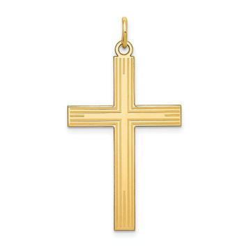 14K Yellow Gold Laser Designed Cross Pendant 39mm length - (B11-717) 14K Yellow Gold Laser Designed Cross Pendant 39mm length - (B11-717)
