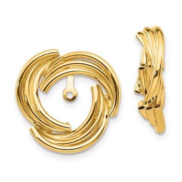 14K Yellow Gold Polished Fancy Earring Jackets 17mm length - (B41-195)