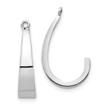 14K White Gold Polished J-Hoop Earrings Jackets 20mm length - (B43-746)