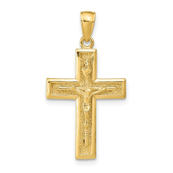 14K Yellow Gold Polished Crucifix Pendant 35mm length - (A86-966) 14K Yellow Gold Polished Crucifix Pendant 35mm length - (A86-966)