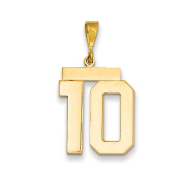 14k Yellow Gold Large Polished Number 10 Charm Pendant - (A87-572)