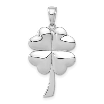 14K White Gold Polished 4-Leaf Clover Charm Pendant - (A89-945)