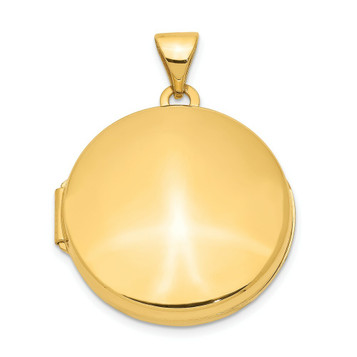 14K Yellow Gold 20mm Round Plain Domed Locket 28x21mm - (A99-892)