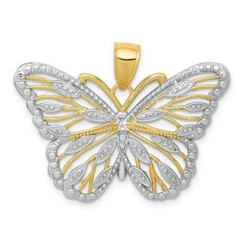 14K Yellow Gold & Rhodium Butterfly Pendant - (A85-529) - Roy Rose