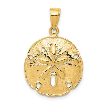 14K Yellow Gold Sand Dollar Pendant 18mm width - (A85-505)