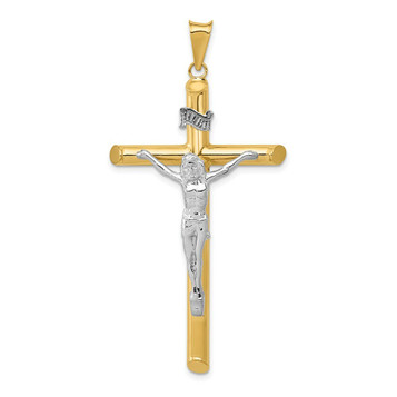 14k Two Tone Gold Polished Crucifix Pendant - (A85-706) 14k Two Tone Gold Polished Crucifix Pendant - (A85-706)