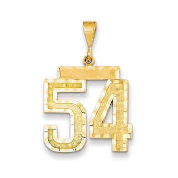 14k Yellow Gold Large Diamond-cut Number 54 Charm Pendant - (A87-626)
