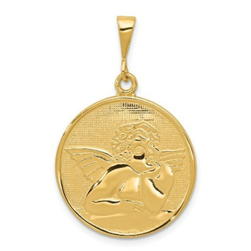 14K Yellow Gold Polished & Satin Angel Pendant - (A83-102)