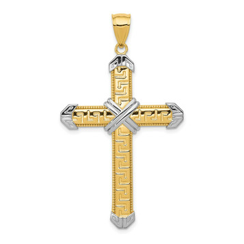14K Yellow Gold and Rhodium Cross Pendant - (A84-480) 14K Yellow Gold and Rhodium Cross Pendant - (A84-480)