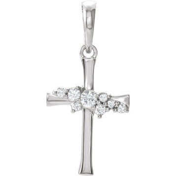 14K White Gold .06-Carat tw Diamond Cluster Cross Pendant - (B15-571) 14K White Gold .06-Carat tw Diamond Cluster Cross Pendant - (B15-571)