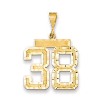 14k Yellow Gold Large Diamond-cut Number 77 Charm Pendant - (A87