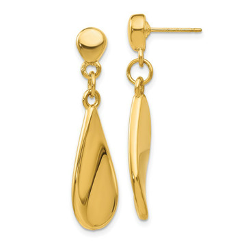 14K Yellow Gold Tear Drop Dangle Post Earrings - (B43-859) 14K Yellow Gold Tear Drop Dangle Post Earrings - (B43-859)