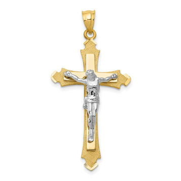 14K Two-tone Gold Crucifix Pendant 46mm length - (A84-242) 14K Two-tone Gold Crucifix Pendant 46mm length - (A84-242)