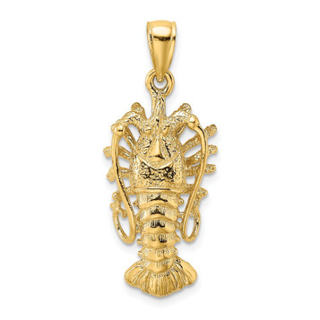 14K Yellow Gold Polished Florida Lobster Charm Pendant - (A92-607)