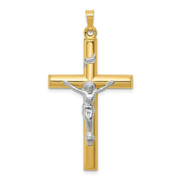 14K Two-tone Gold INRI Hollow Crucifix Pendant 44mm length - (B11-611) 14K Two-tone Gold INRI Hollow Crucifix Pendant 44mm length - (B11-611)