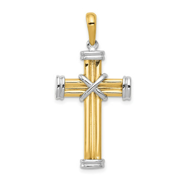 14K Yellow Gold Two-tone Latin Cross Pendant - (A83-827) - Roy