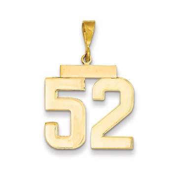 14k Yellow Gold Large Polished Number 52 Charm Pendant - (A87-386)