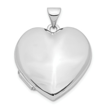 14K White Gold Polished Heart-Shaped Domed Locket 26x22mm - (A99-783)