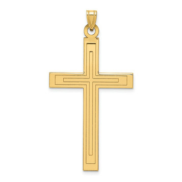 14K Yellow Gold Solid Cross Pendant 49mm length - (B11-239) 14K Yellow Gold Solid Cross Pendant 49mm length - (B11-239)