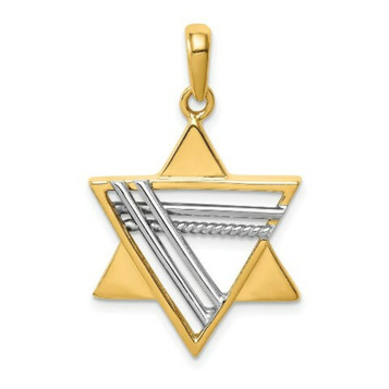 14K Two-tone Gold Star of David Pendant 34mm length - (A84-800) 14K Two-tone Gold Star of David Pendant 34mm length - (A84-800)
