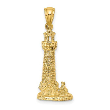 14K Yellow Gold 2-D Assateague Island Lighthouse, VA Charm Pendant - (A92-139) 14K Yellow Gold 2-D Assateague Island Lighthouse, VA Charm Pendant - (A92-139)