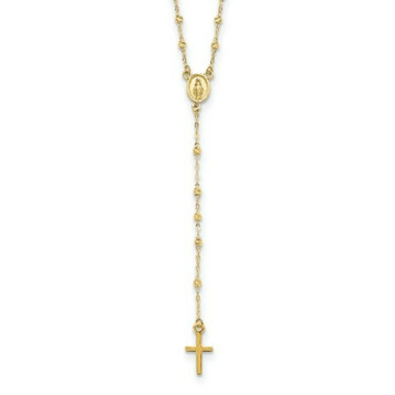 14K Yellow Gold Polished & Diamond-cut with 3in ext. Rosary Necklace - length: 20 inches - (B22-645) 14K Yellow Gold Polished & Diamond-cut with 3in ext. Rosary Necklace - length: 20 inches - (B22-645)