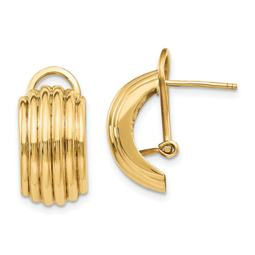 14K Yellow Gold Polished Fancy Omega Back Post Earrings - (B36-804)
