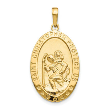 14K Yellow Gold Saint Christopher Medal Pendant 18mm width - (A86-583) 14K Yellow Gold Saint Christopher Medal Pendant 18mm width - (A86-583)