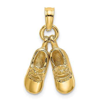 14K Yellow Gold 3-D Moveable Baby Booties Charm Pendant - (A89-503) 14K Yellow Gold 3-D Moveable Baby Booties Charm Pendant - (A89-503)