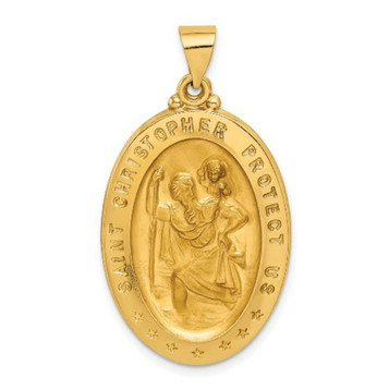 14K Yellow Gold Saint Christopher Medal Pendant 21mm width - (A97-926) 14K Yellow Gold Saint Christopher Medal Pendant 21mm width - (A97-926)