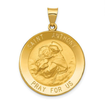 14K Yellow Gold Polished and Satin St. Anthony Medal Pendant 25mm width - (B11-312) 14K Yellow Gold Polished and Satin St. Anthony Medal Pendant 25mm width - (B11-312)