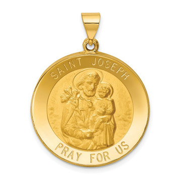 14K Yellow Gold Polished and Satin St. Joseph Medal Pendant 25mm width - (B11-396) 14K Yellow Gold Polished and Satin St. Joseph Medal Pendant 25mm width - (B11-396)