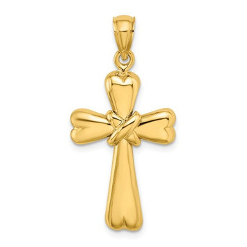 14K Yellow Gold Polished Cross With X & Heart Charm Pendant - (A92-841) 14K Yellow Gold Polished Cross With X & Heart Charm Pendant - (A92-841)