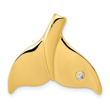 14K Yellow Gold Diamond Whale Tail Slide - (B13-274) 14K Yellow Gold Diamond Whale Tail Slide - (B13-274)