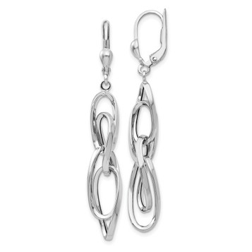 14K White Gold Polished Dangle Leverback Earrings - (B42-231)