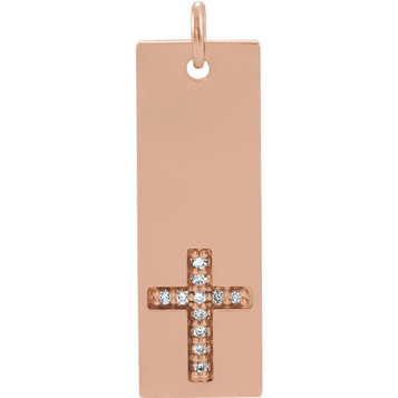 14K Rose Gold .03-Carat tw Diamond Vertical Bar Cross Pendant - (A96-996) 14K Rose Gold .03-Carat tw Diamond Vertical Bar Cross Pendant - (A96-996)