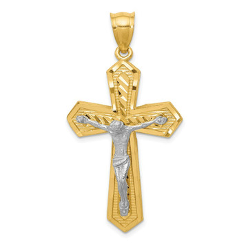 14k Two Tone Gold Diamond-cut Passion Crucifix Pendant - (A85-989) 14k Two Tone Gold Diamond-cut Passion Crucifix Pendant - (A85-989)