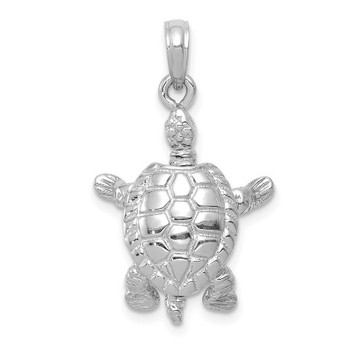 14k White Gold Solid Polished 3-Dimensional Moveable Turtle Pendant - (A90-153) 14k White Gold Solid Polished 3-Dimensional Moveable Turtle Pendant - (A90-153)