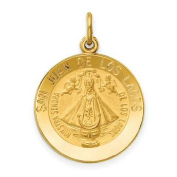 14K Yellow Gold Our Lady of San Juan Medal Pendant 18mm width - (B11-718)