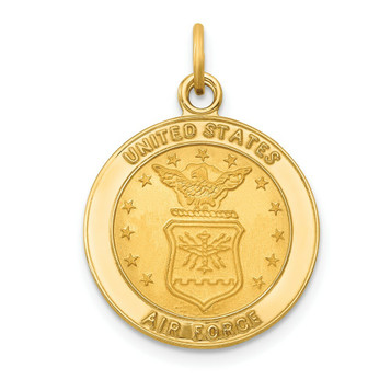 14K Yellow Gold U.S. Air Force Insignia Disc Pendant - (B11-872)